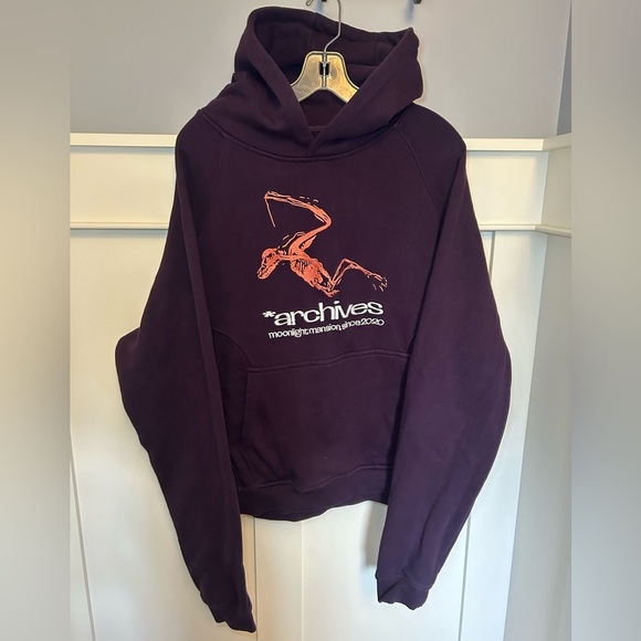 Moonlight Mansion "archives" cropped boxy pullover hoodie - Picture 1 of 6